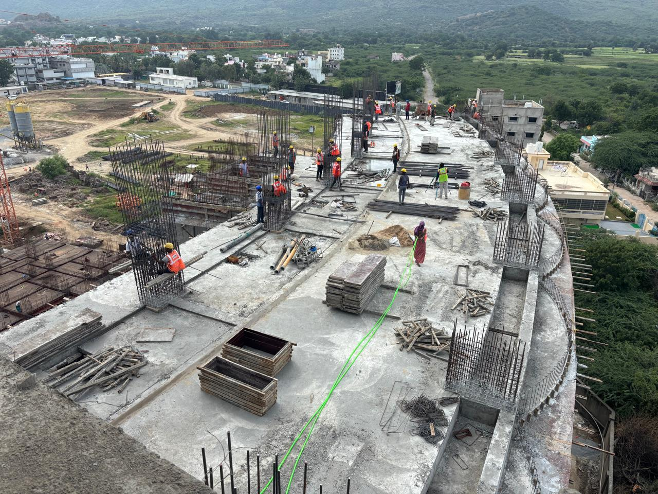 Aerial view of construction underway at Infinite Spiritual Lifestyle